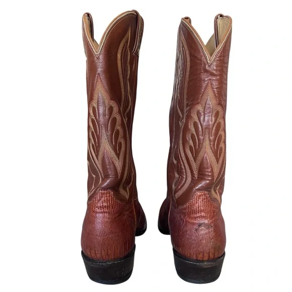 Tony Lama Men’s Sz 11D 8540 Brown Tan Exotic Leather Lizard Western Cowboy Boots - Picture 12 of 16